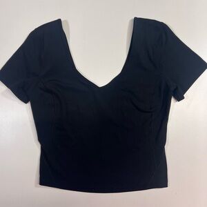 Lululemon Align Tee Nulu Slim Fit Cropped Length Size Medium Black